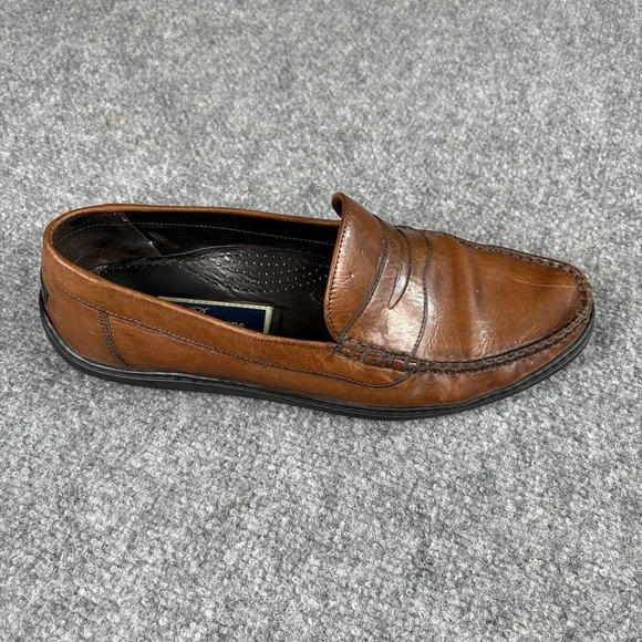 Y2K Bragano Men\'s 8.5 M Brown Leather Penny Loafers Slip-On Shoes Italy Preppy‎ main image 7